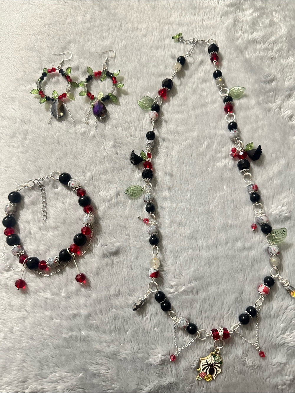 Handcrafted whimsical gothic jewelry set